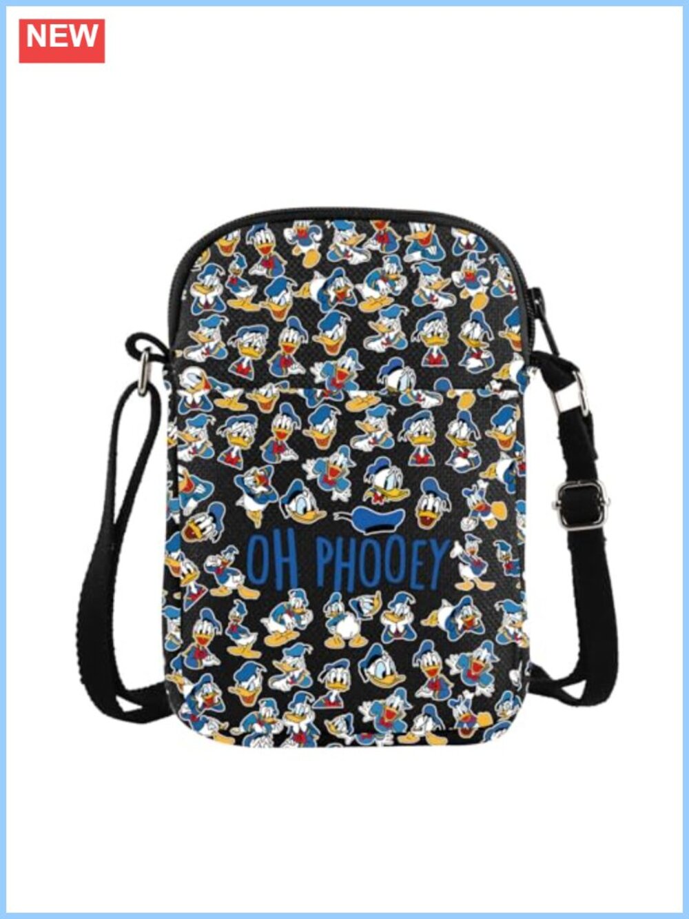 Canvas Crossbody Bag Duck Print Adjustable Strap Travel Purse